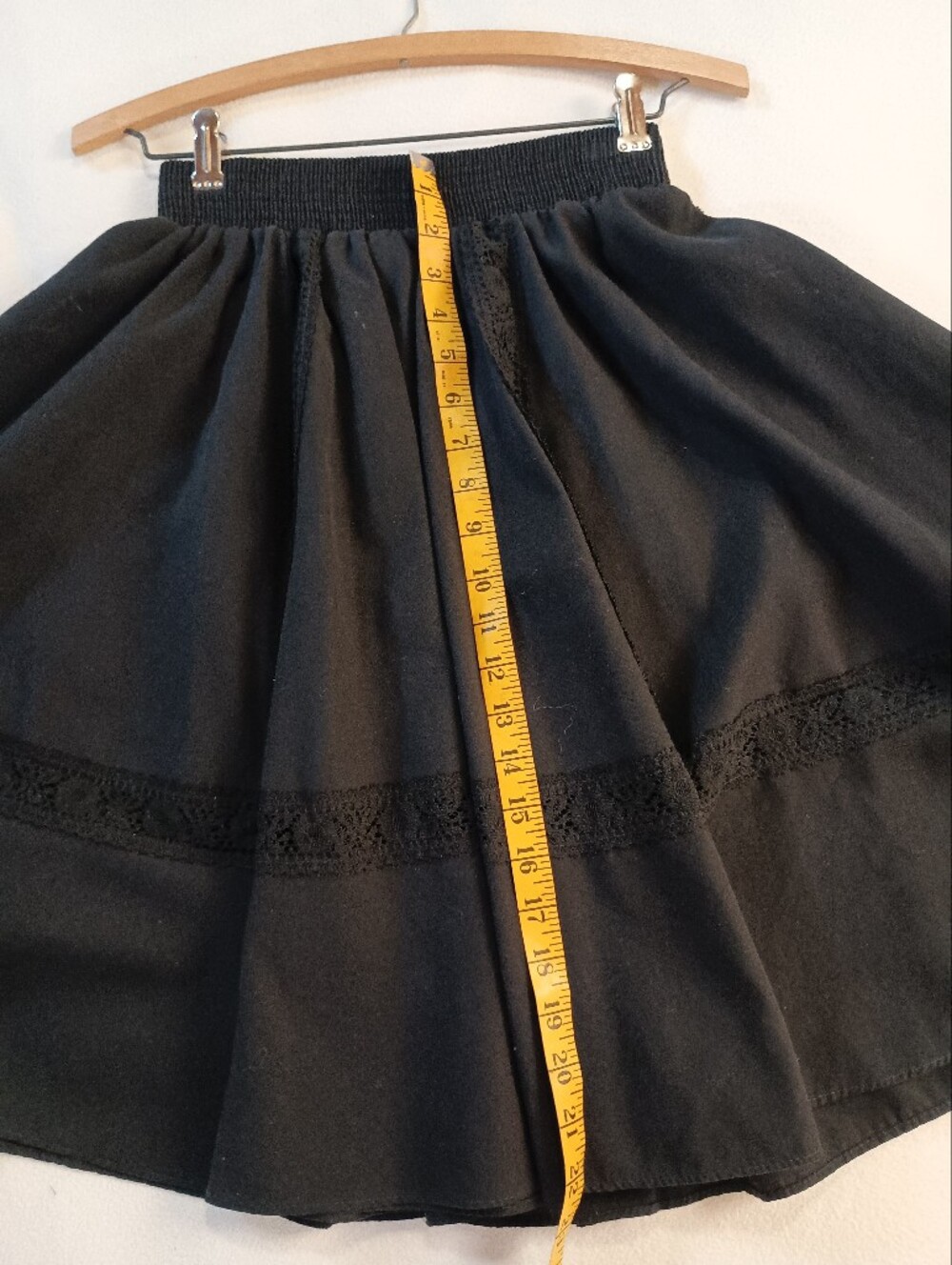 70s Vintage Malco Modes- Black A-Line Smocked Waist Skirt- Size S - Picture 6 of 7